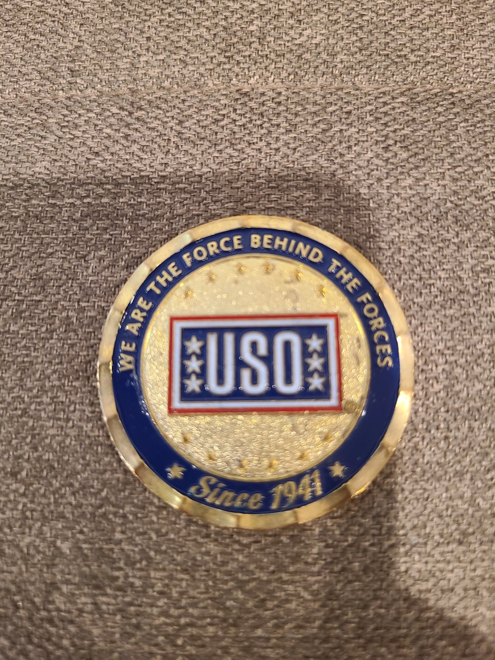 Commemorative USO (United Service Organizations) challenge coin